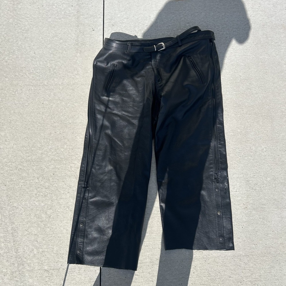 Xelement Advanced Motorcycle Gear Black Leather Biker Chaps Size 46